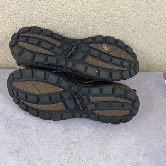 Skechers Superior Gains Brown Leather Slip On Shoes Loafer 63697 Mens Size 12 - Picture 7 of 10